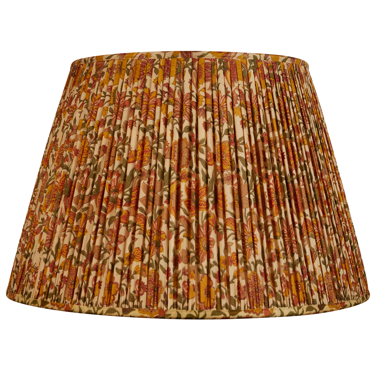 18 Inch Green and caramel red floral design silk sari lampshade