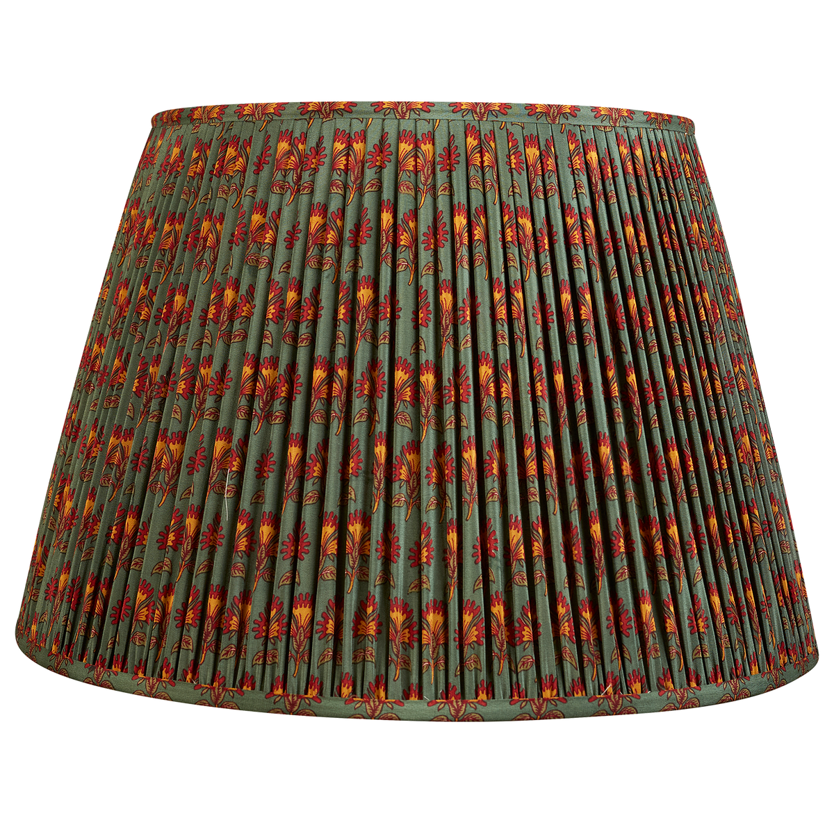 18 Inch Green/red floral design silk sari lampshade