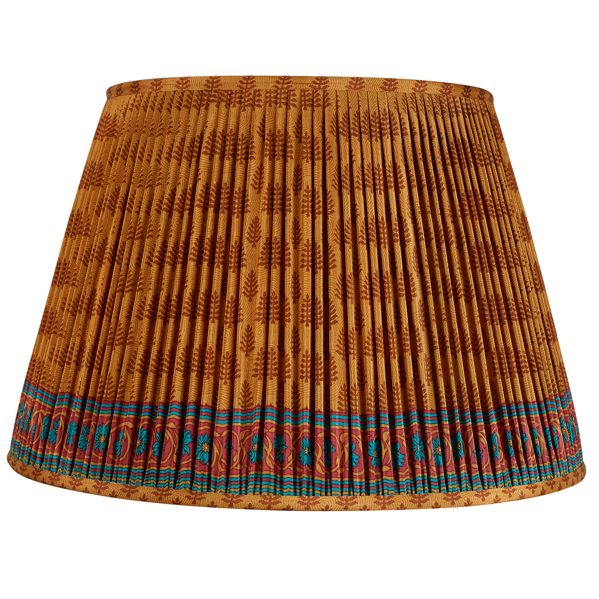 18 Inch Caramel and brown silk sari lampshade with border