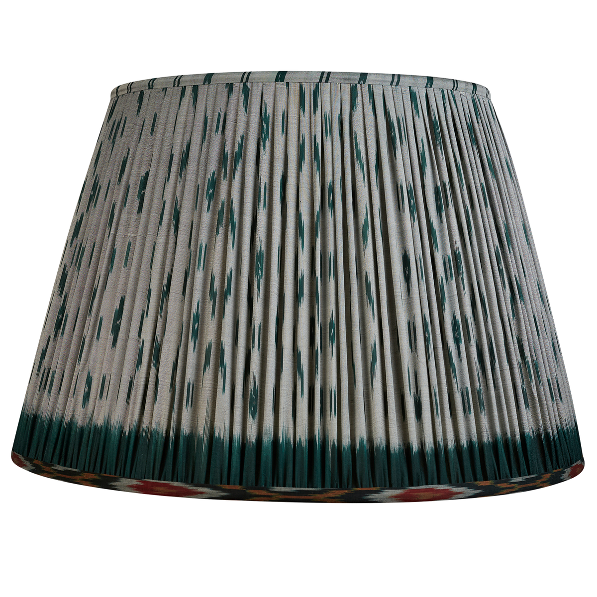 18 Inch Mint and forest green patola design silk sari lampshade with border
