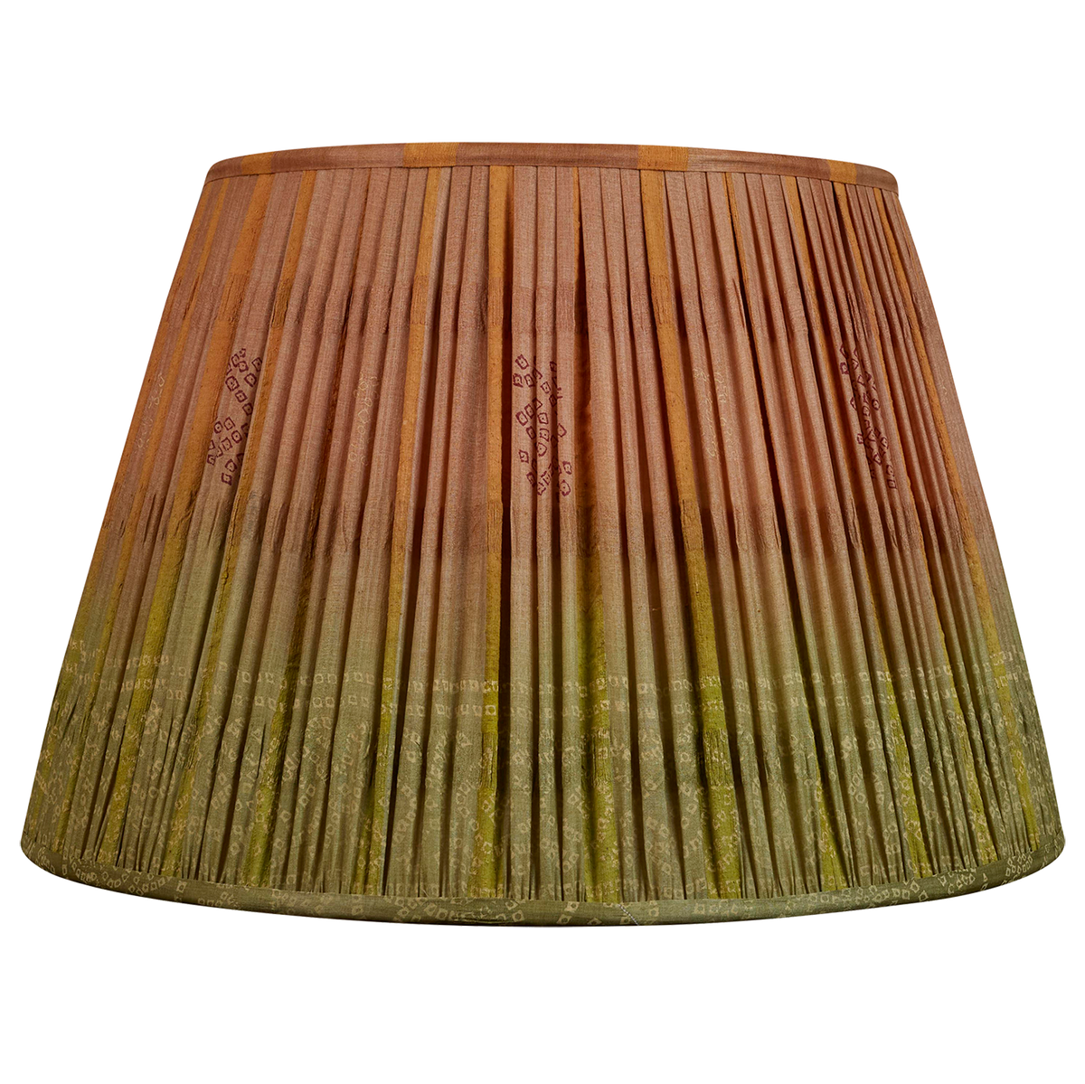 18 Inch Tobacco ombre design silk sari lampshade with green border