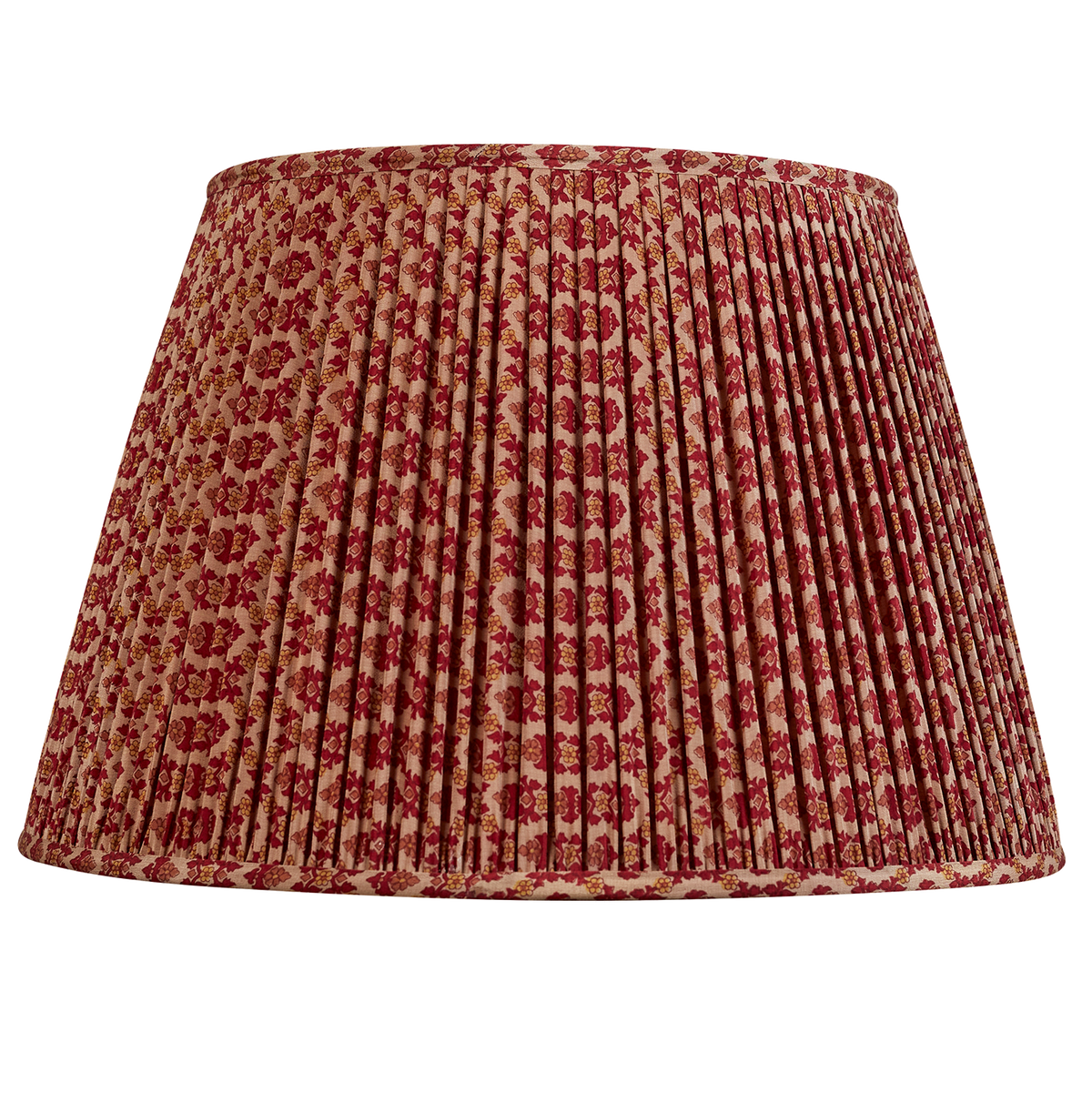 18 Inch Deep red floral design on mushroom ground silk sari lampshade