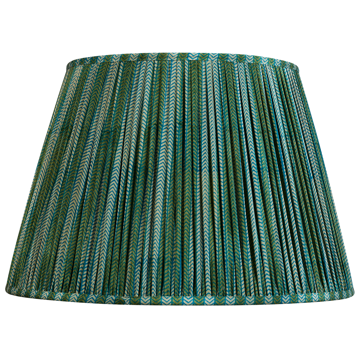 18 Inch Bright green and bottle green chevron design silk sari lampshade