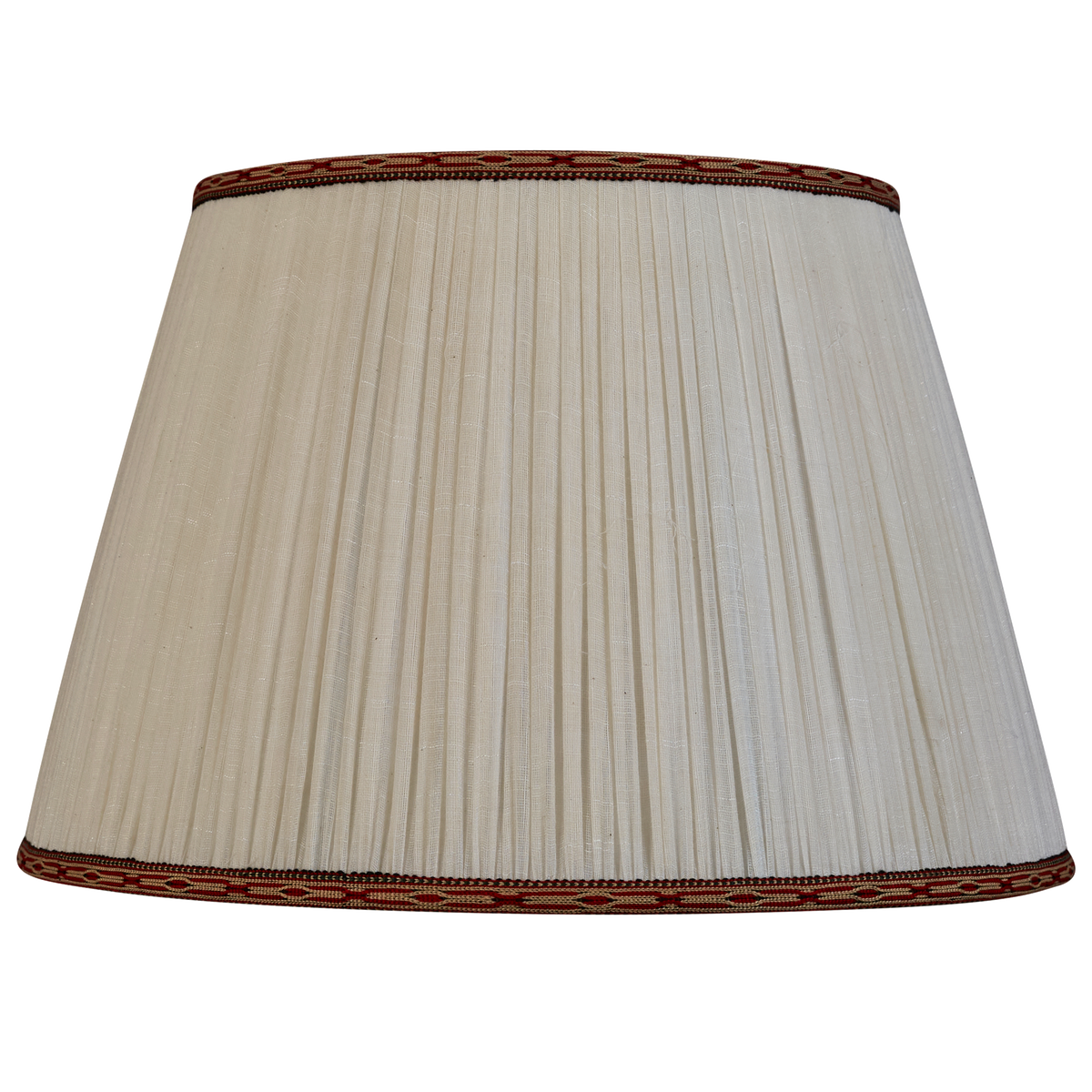18 Inch Cream cotton lampshade with red embroidered trim