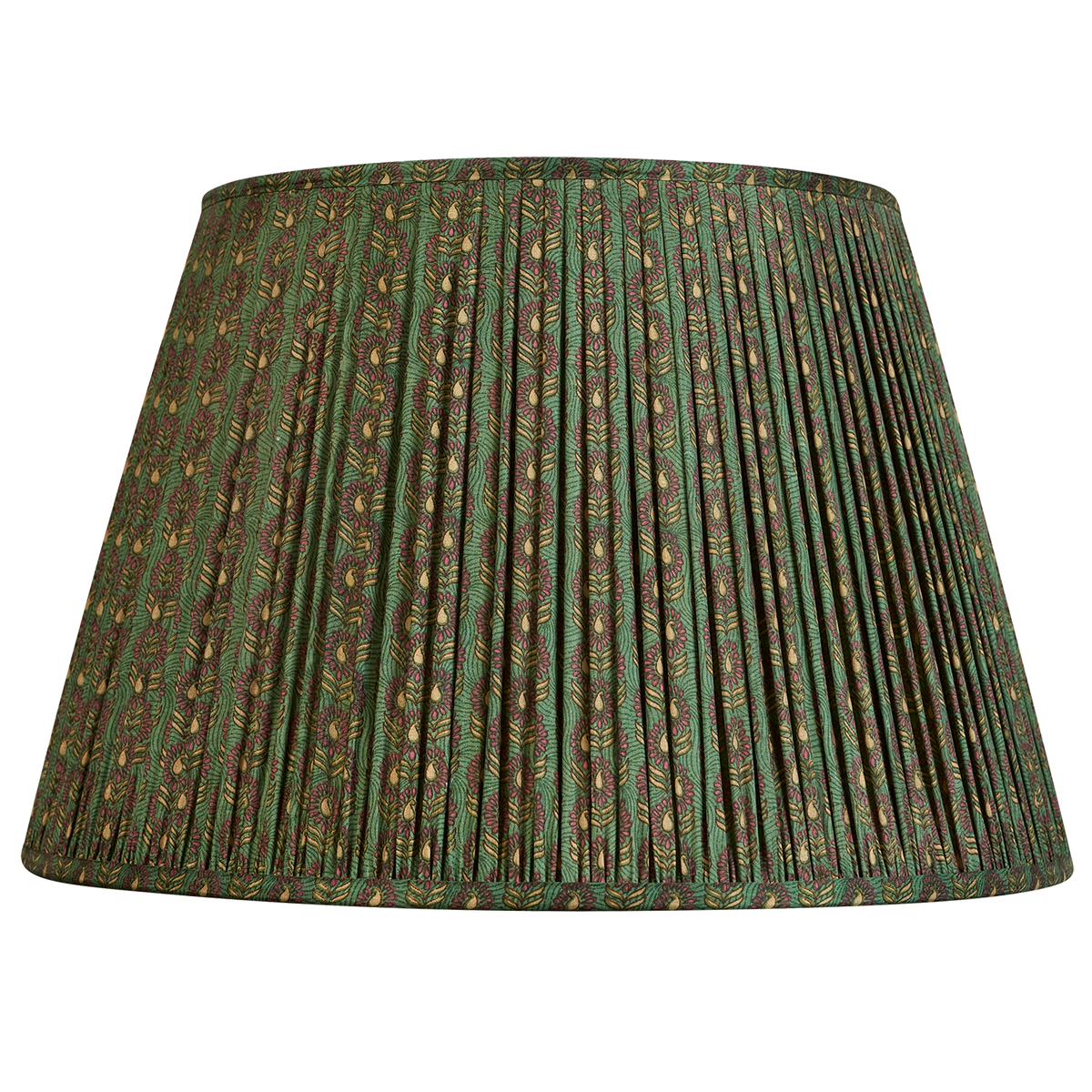 18 Inch Forest green floral design silk sari lampshade