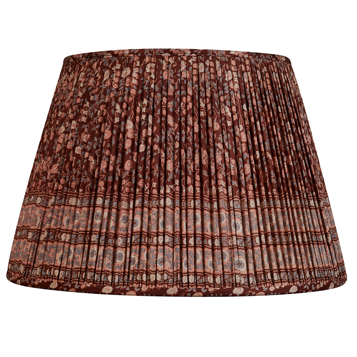 18 Inch Aubergine and pink floral design silk sari lampshade with border