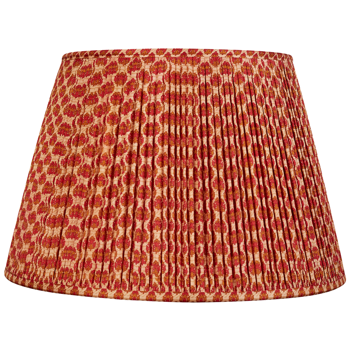 18 Inch Deep red and tan floral design silk sari lampshade