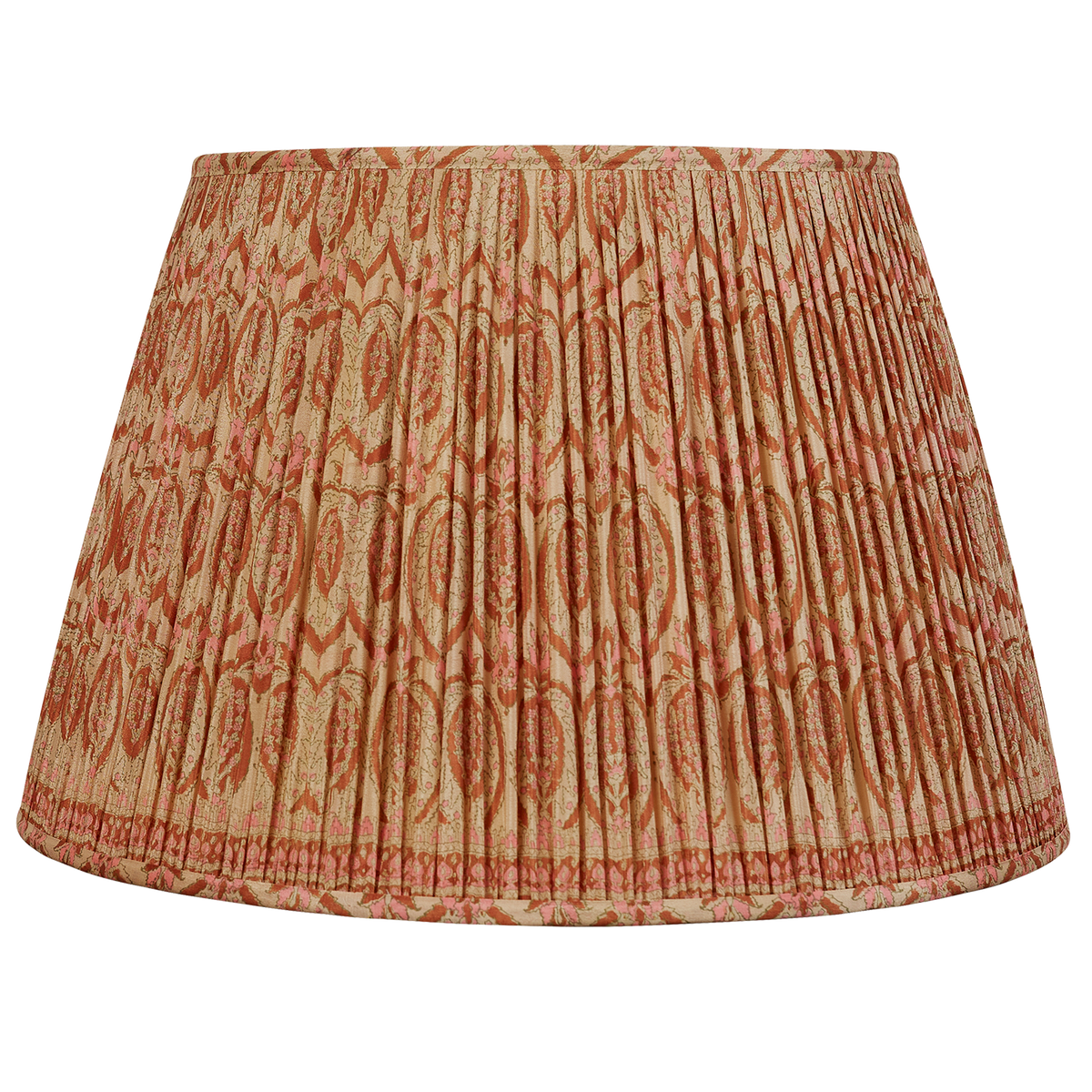 18 Inch Terracotta and pink floral design silk sari lampshade