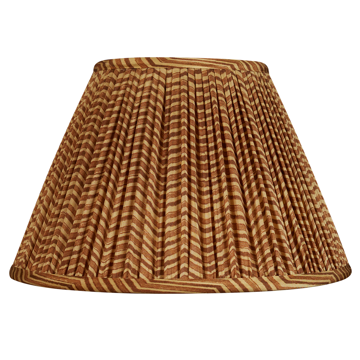 8 inch French drum Caramel and tan chevron silk sari style lampshade