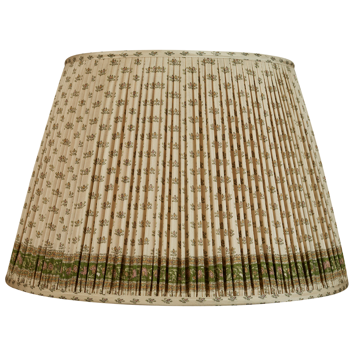 18 Inch Petites fleurs sari style gathered silk lampshade with border with spider fitting