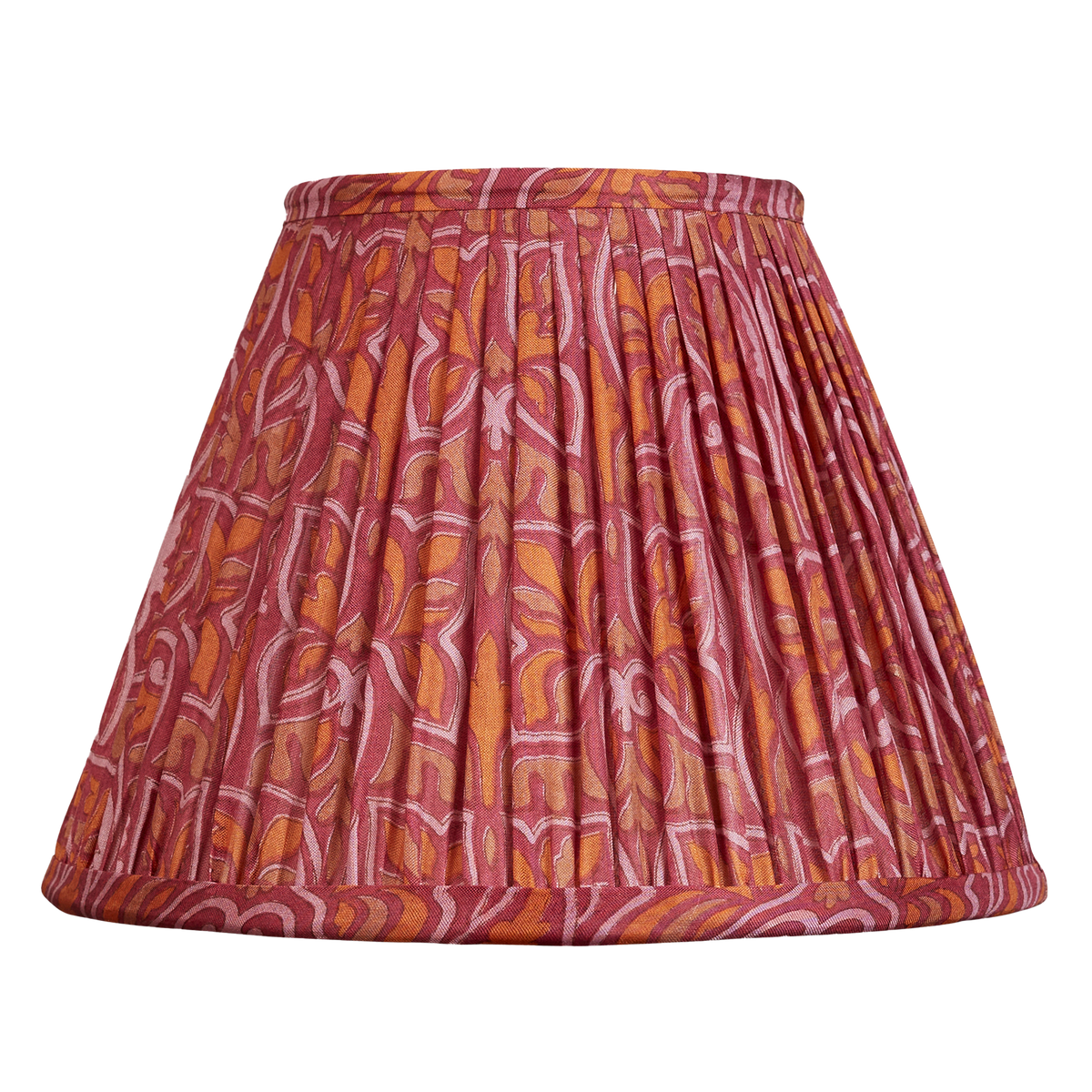 8 inch - 20 cm Purple/lilac and rust geometrid design French drum silk sari lampshade