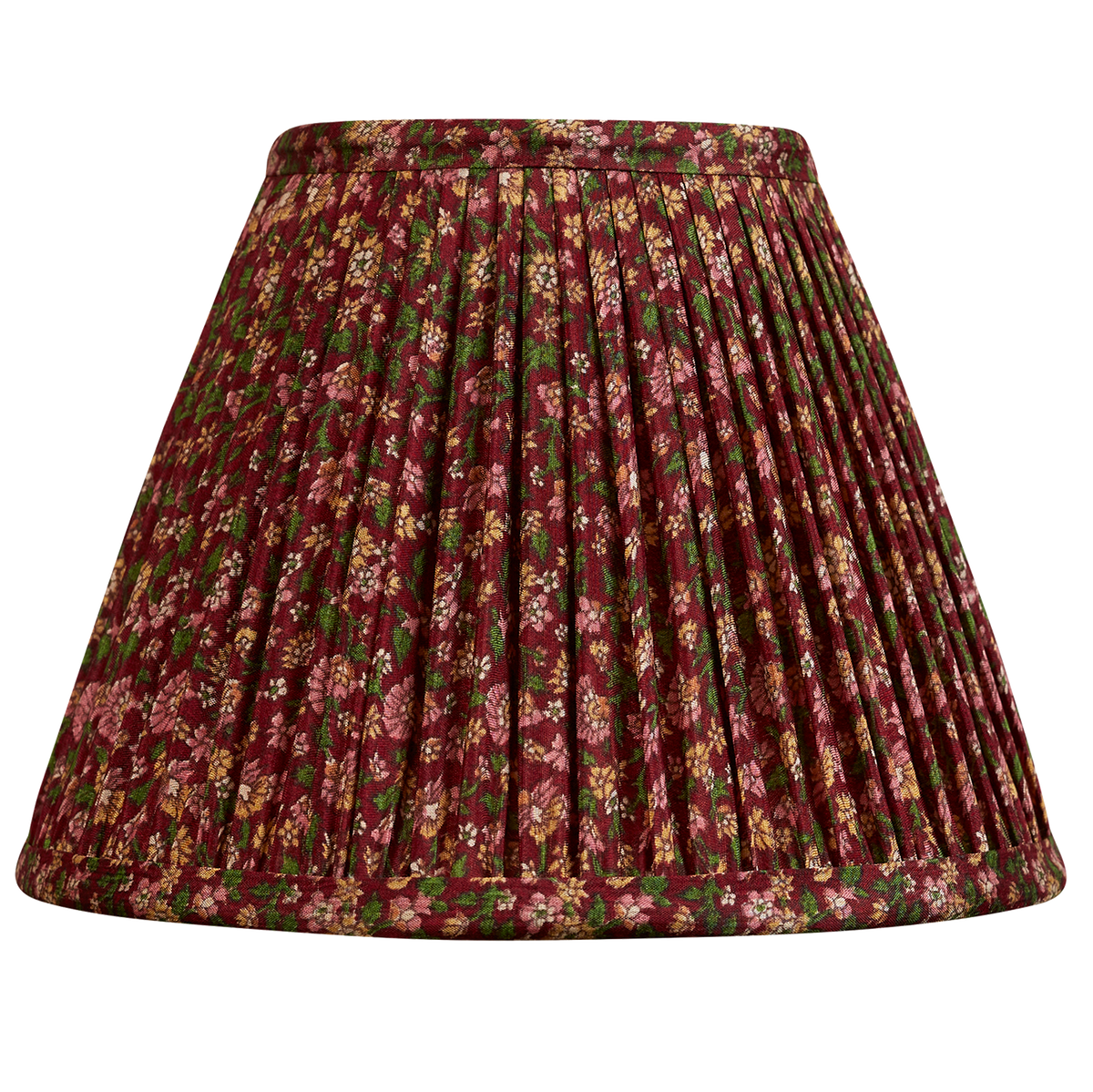 8 inch Burgundy and pink floral design French drum silk sari lampshade