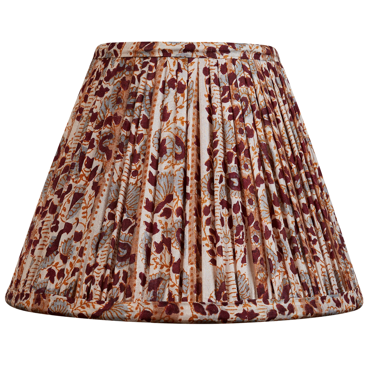 8 inch Burgundy and grey floral design French drum silk sari lampshade