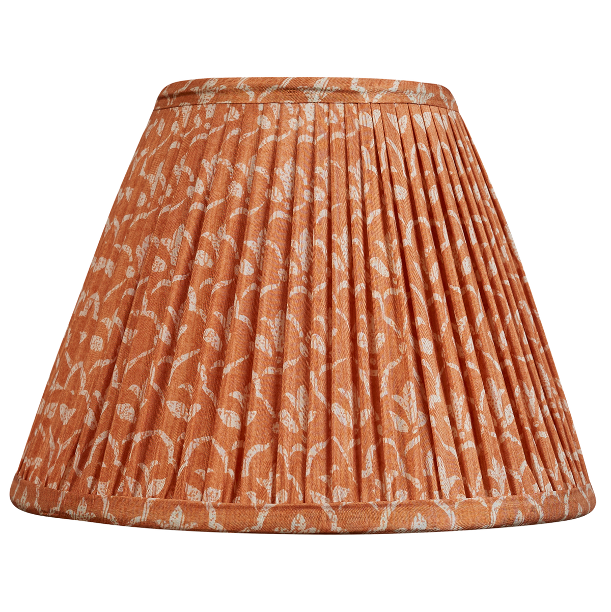 8 inch Coppery orange Fleur de lys design French drum silk sari lampshade