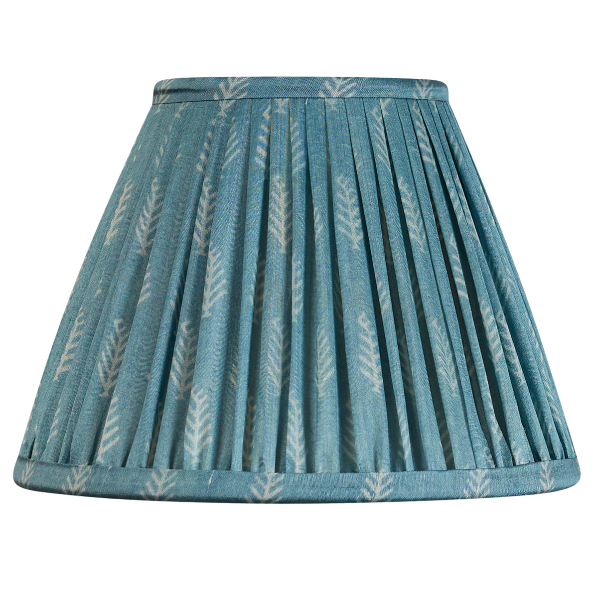 8 inch Aqua/teal feather design French drum silk sari lampshade