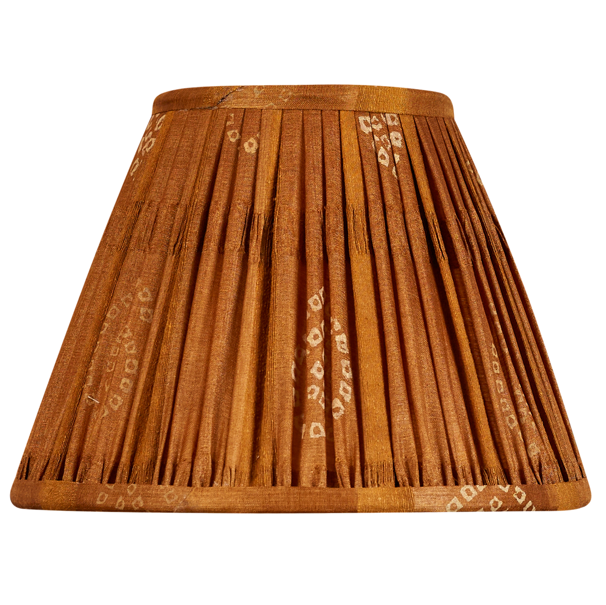 8 inch Tobacco and tan Bandhani design French drum silk sari lampshade