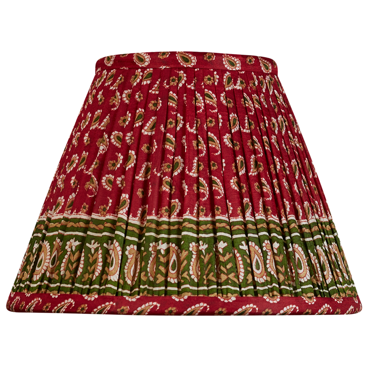 8 inch Magenta paisley design French drum silk sari lampshade with green border
