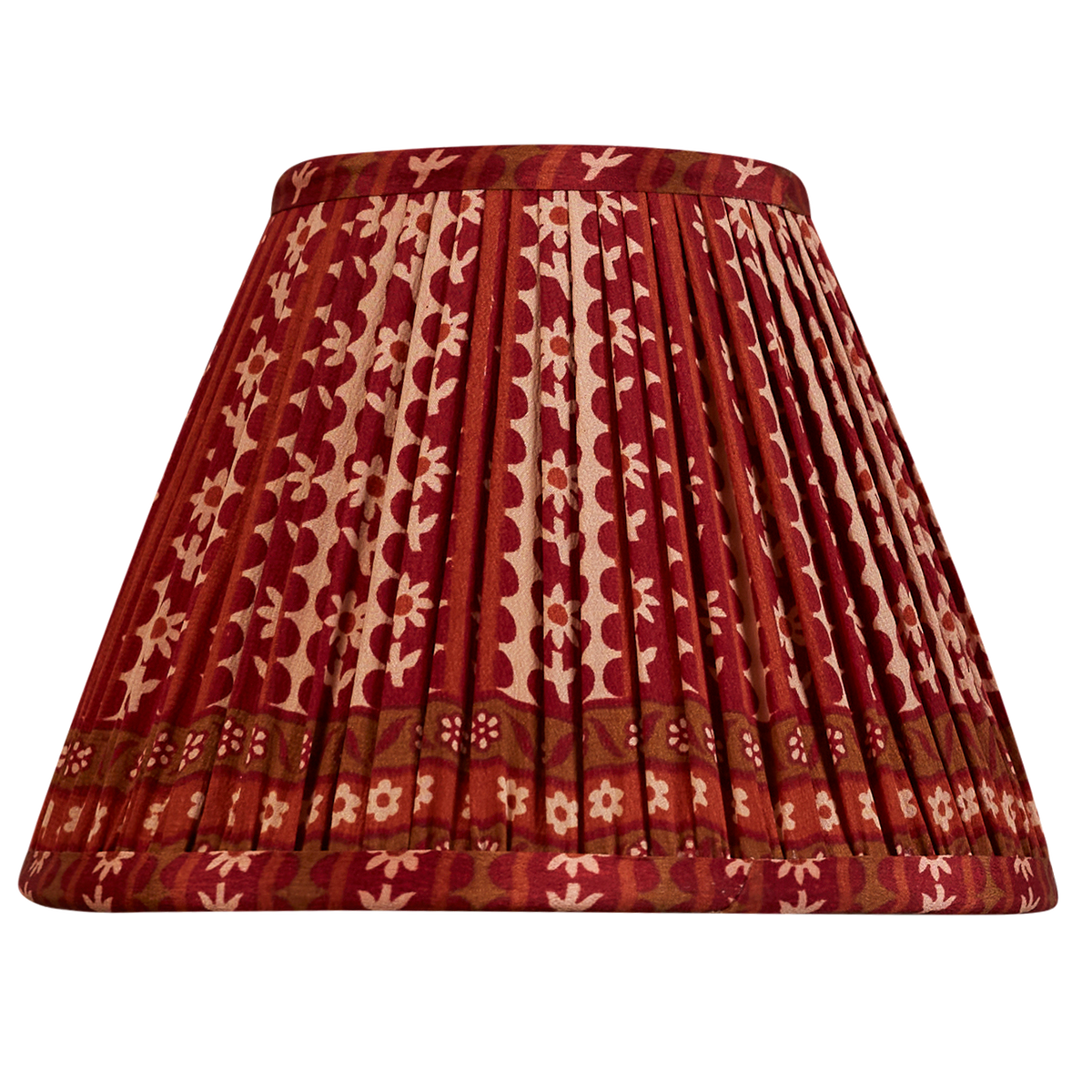 8 inch Burgundy stripe floral design French drum silk sari lampshade
