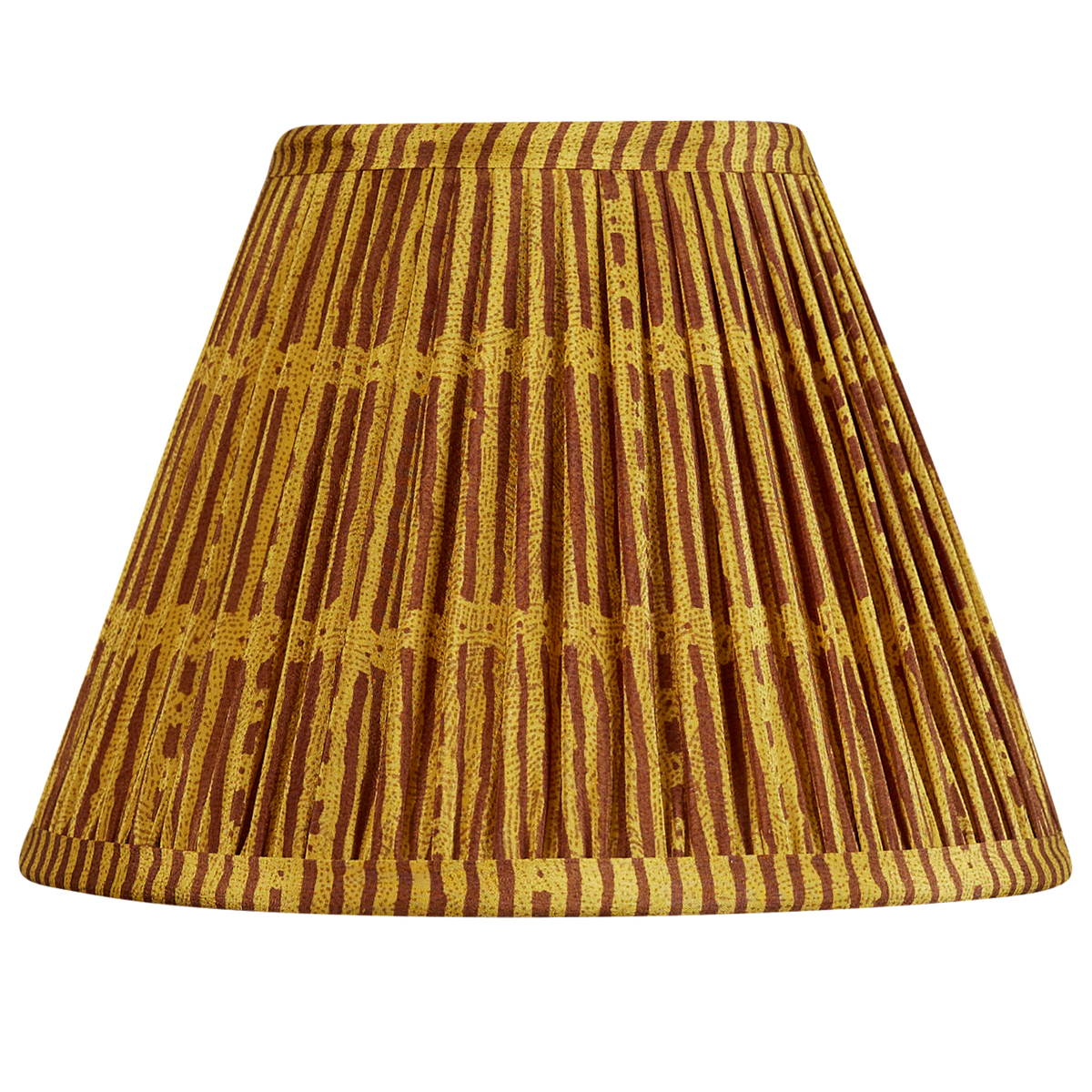 8 inch French drum mustard and brown geometric design silk sari lampshade