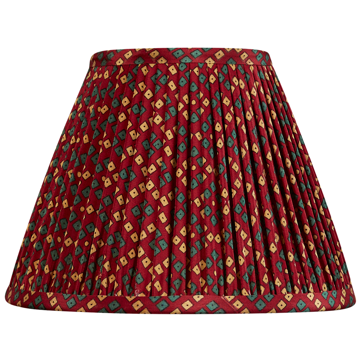 8 inch French drum burgundy geometric design silk sari lampshade