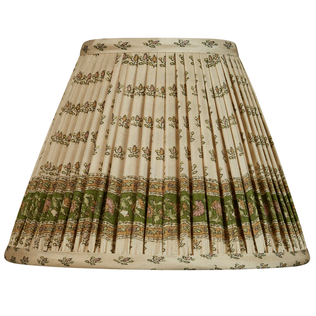 8 inch Petites fleurs French drum sari style gathered silk lampshade with border