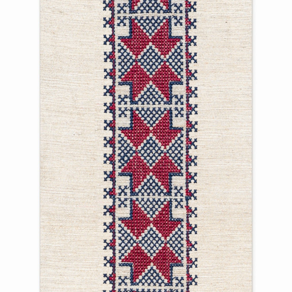 Antalya Hand Embroidered Braid | SDL - Red/Indigo