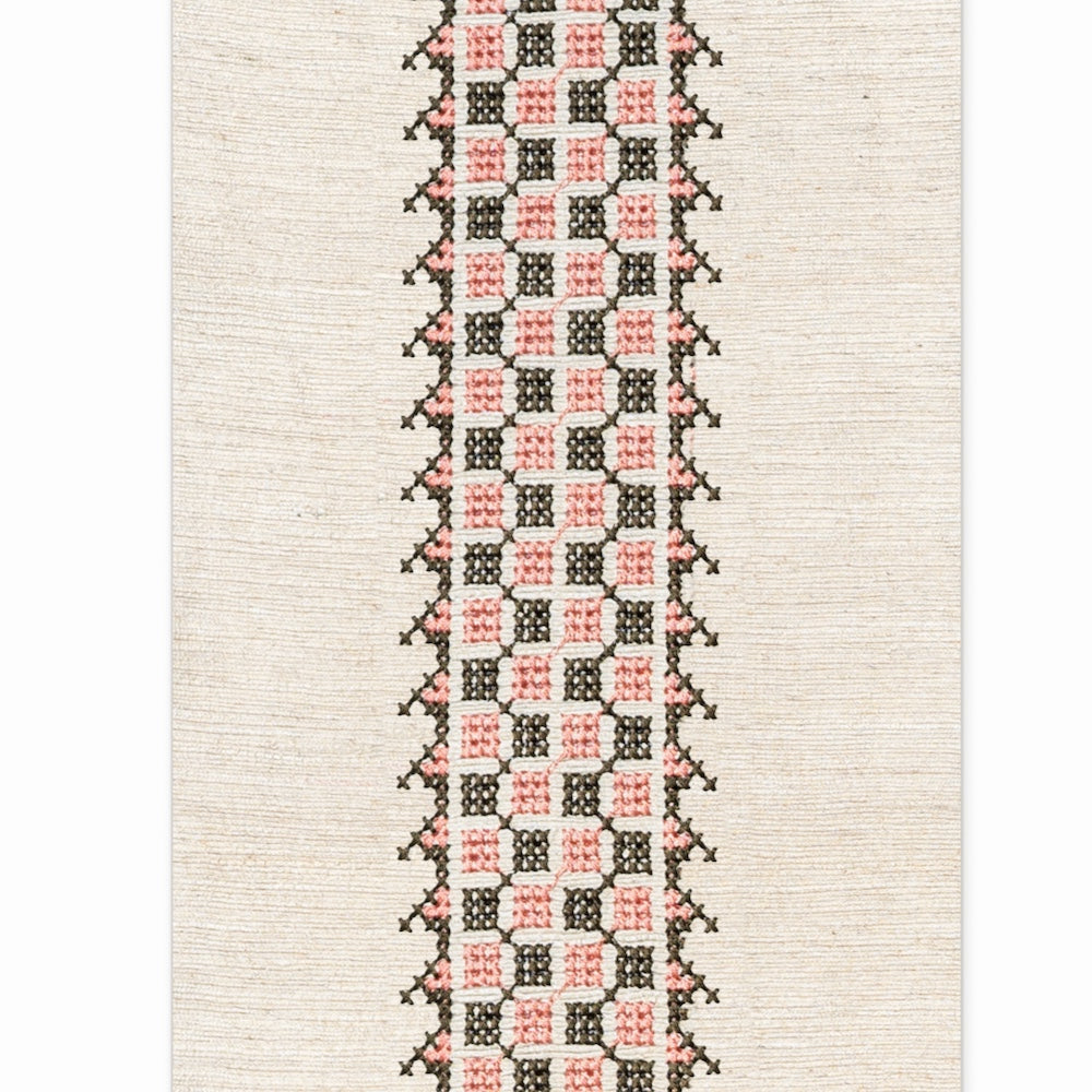 Tarsus Hand Embroidered Braid | SDL - Peach/Olive
