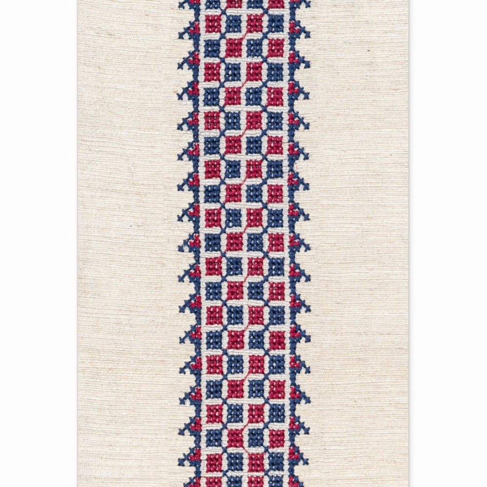 Tarsus Hand Embroidered Braid | SDL - Red/Indigo