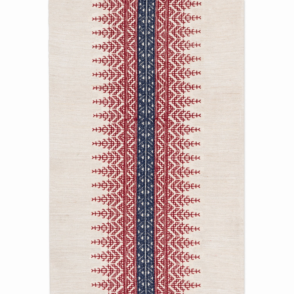 Temera Hand Embroidered Braid | SDL - Red/Indigo