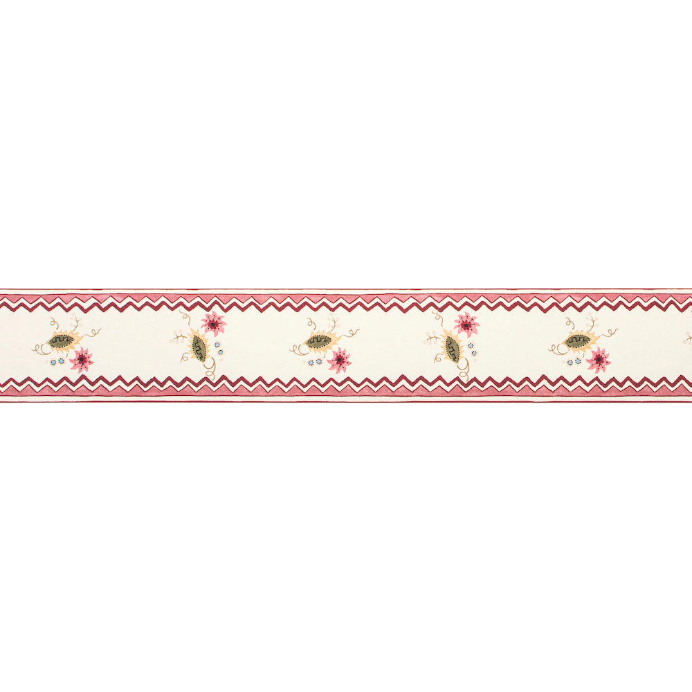 Floral Sprig Border WP | SG - Raspberry