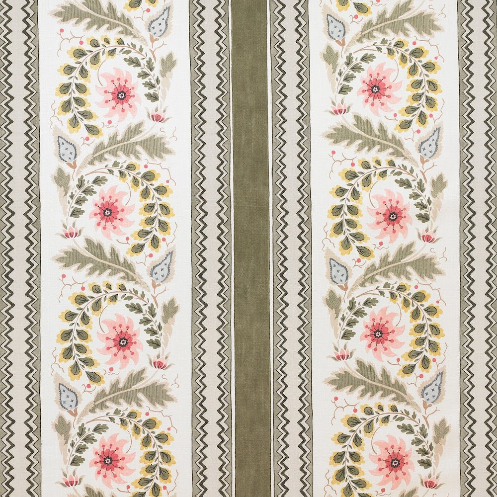 Floral Border Stripe | SG - Moss - JAMES Showroom