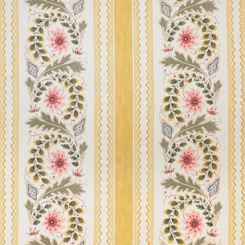 Floral Border Stripe | SG - Mustard