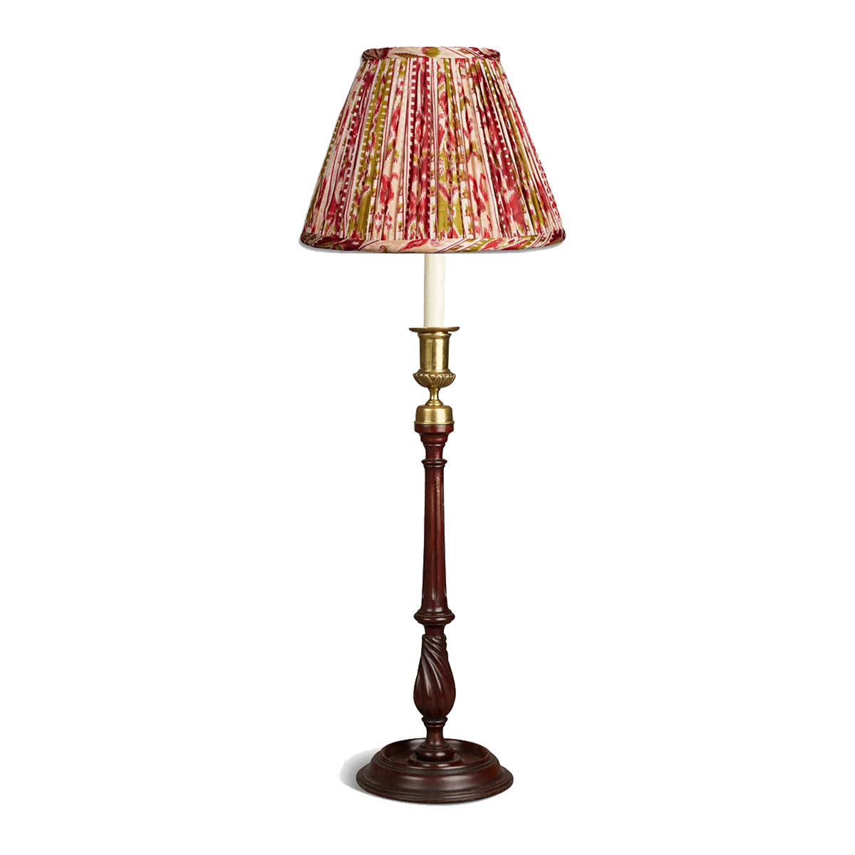 8 inch - 20 cm Red and green striped floral design French drum silk sari lampshade