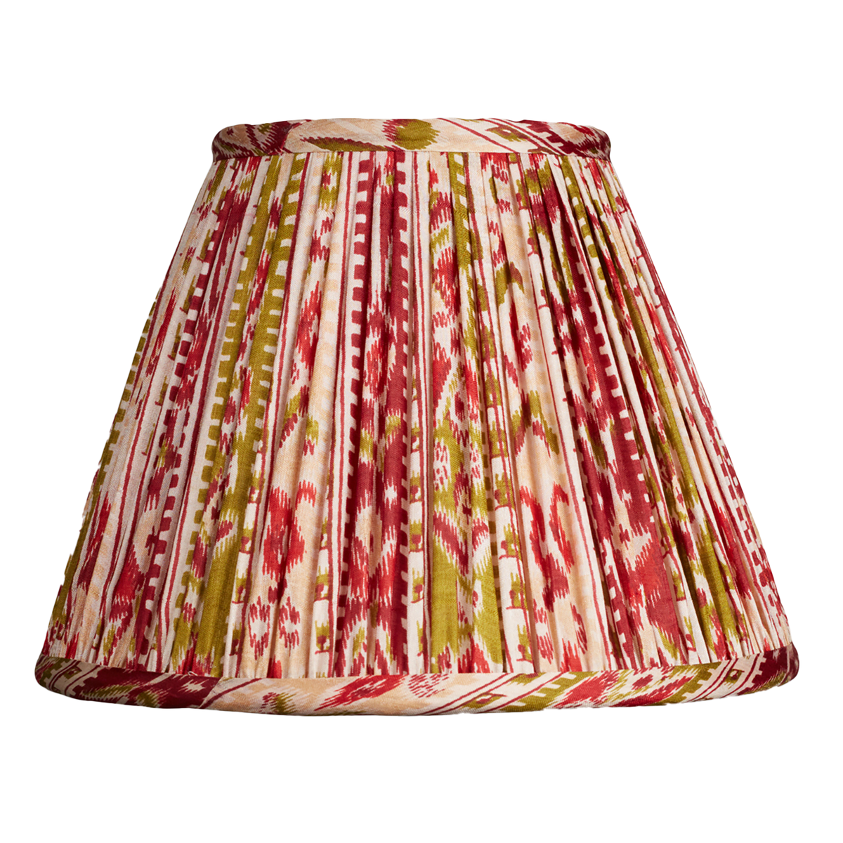 8 inch - 20 cm Red and green striped floral design French drum silk sari lampshade