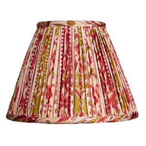 8 inch - 20 cm Red and green striped floral design French drum silk sari lampshade