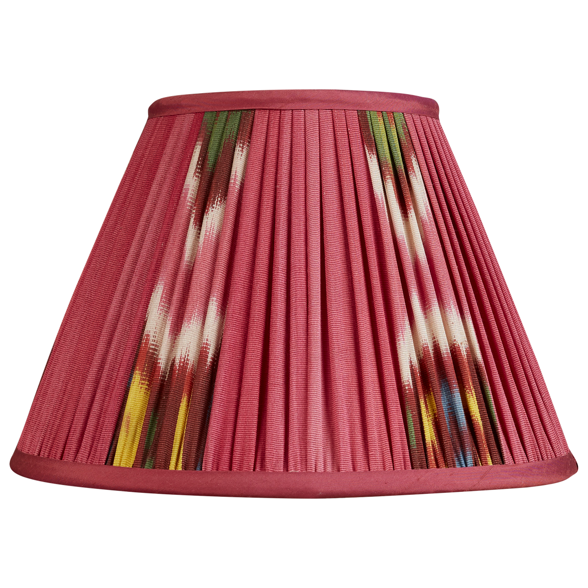 10 inch Magenta French drum cotton and silk ikat lampshade with spider fitting