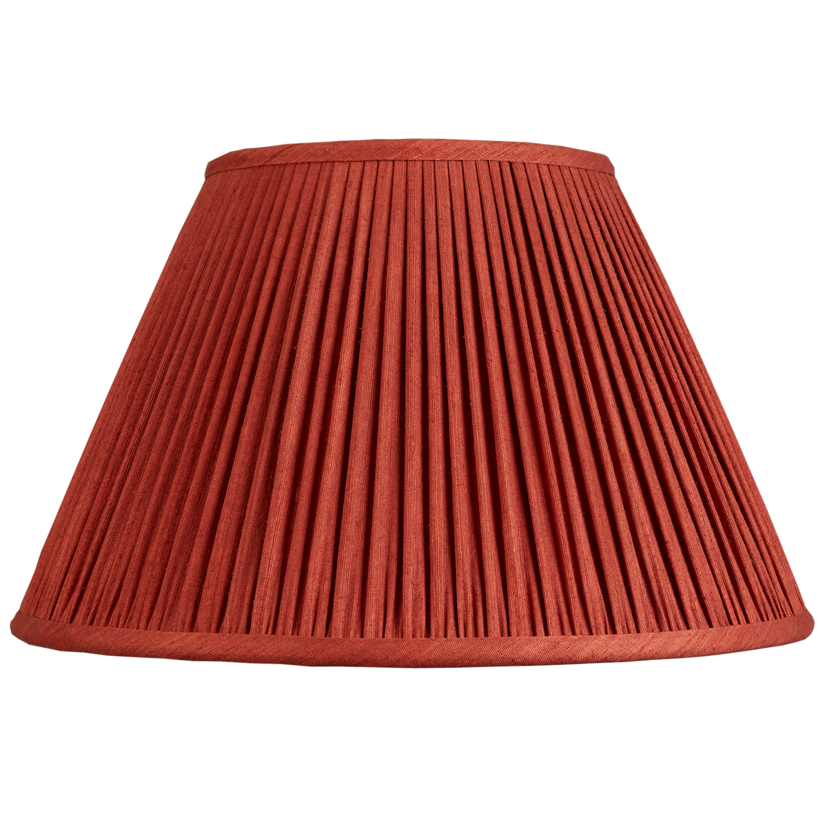 14 inch Gathered red/coral Mulberry silk French drum lampshade