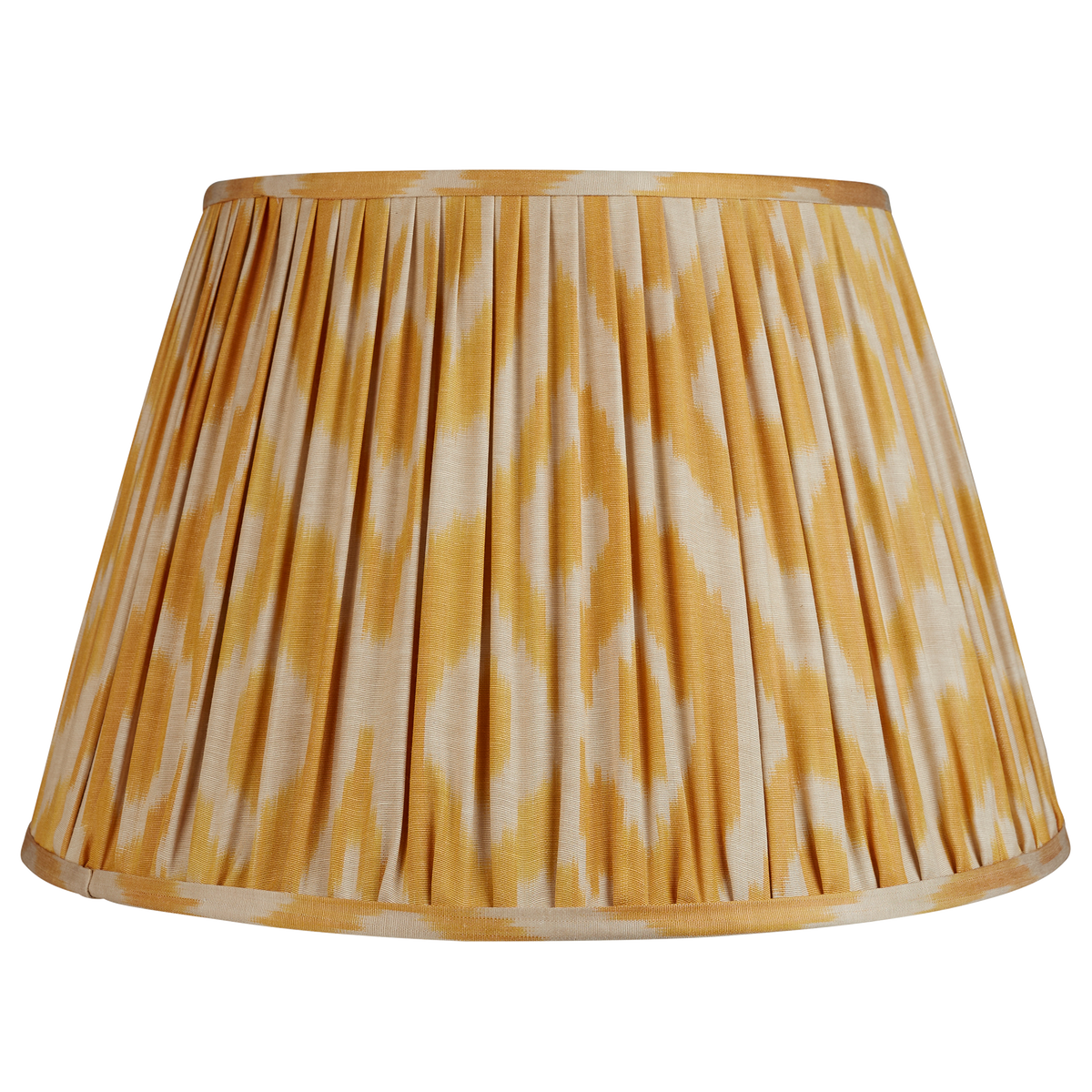 16 Inch Yellow ochre on khaki ground silk and cotton ikat lampshade