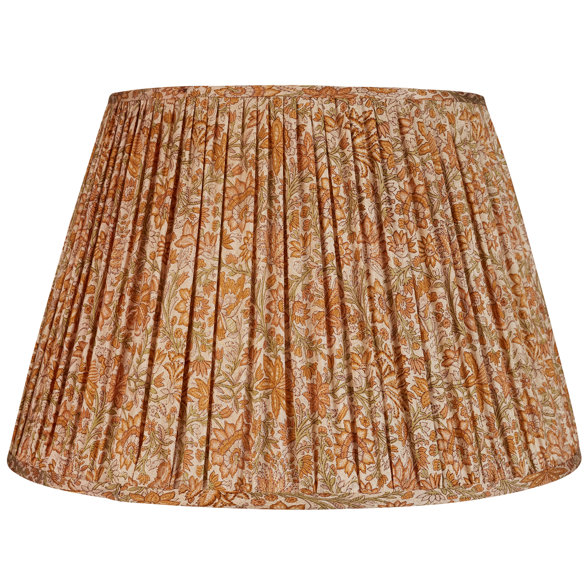16 inch Pale brown and green floral design silk sari lampshade