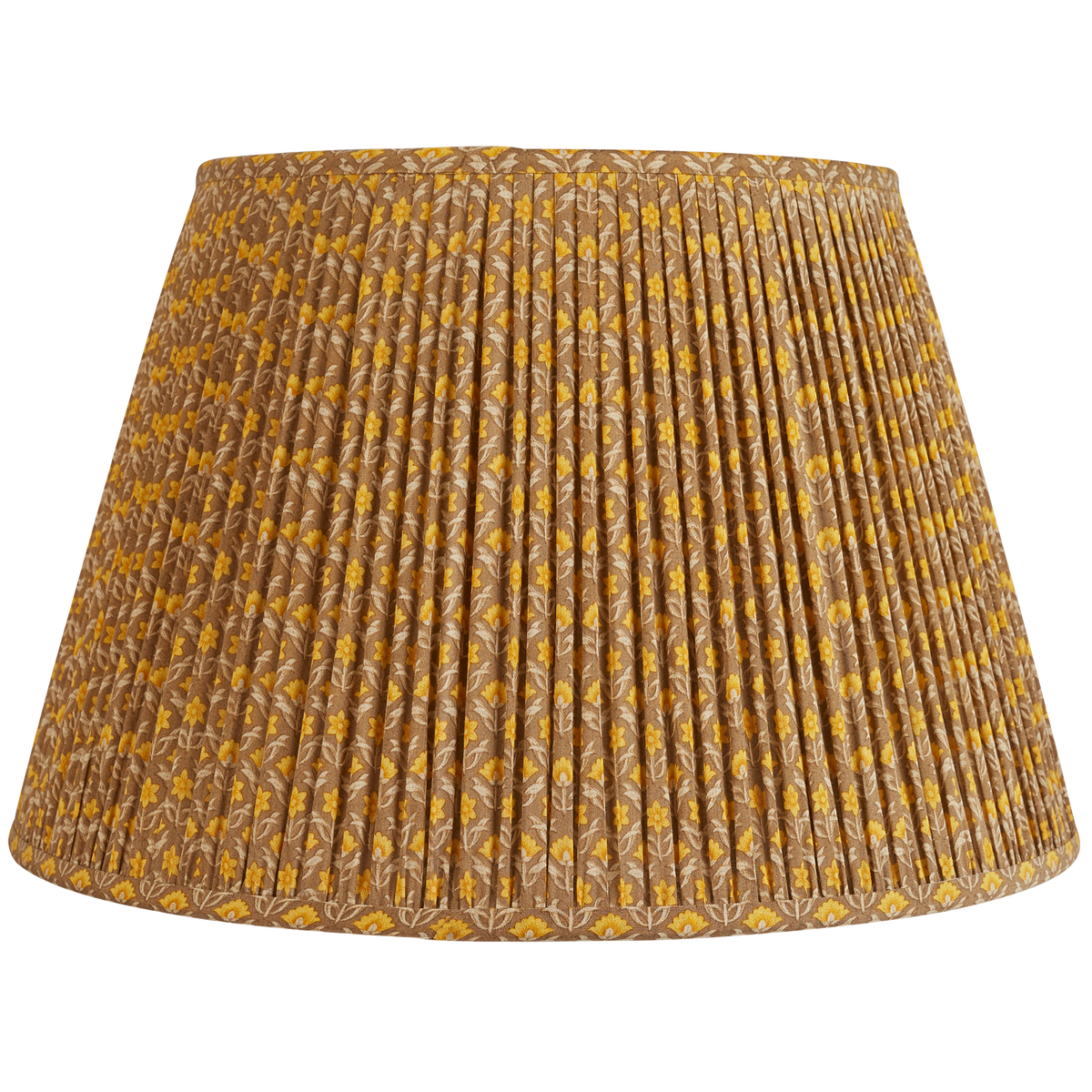 16 inch Brown and marigold floral design silk sari lampshade