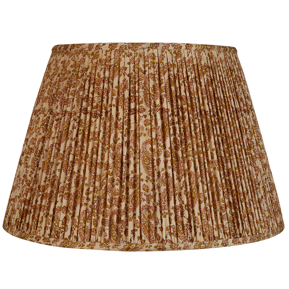 16 Inch Caramel and green floral design silk sari lampshade