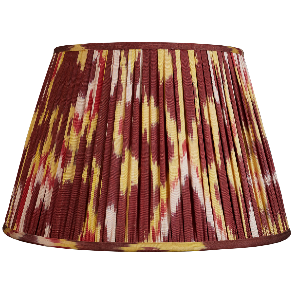18 Inch Aubergine and yellow cotton and silk Ikat lampshade