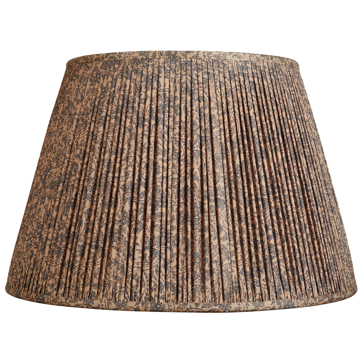 18 Inch Khaki and grey floral design silk sari lampshade