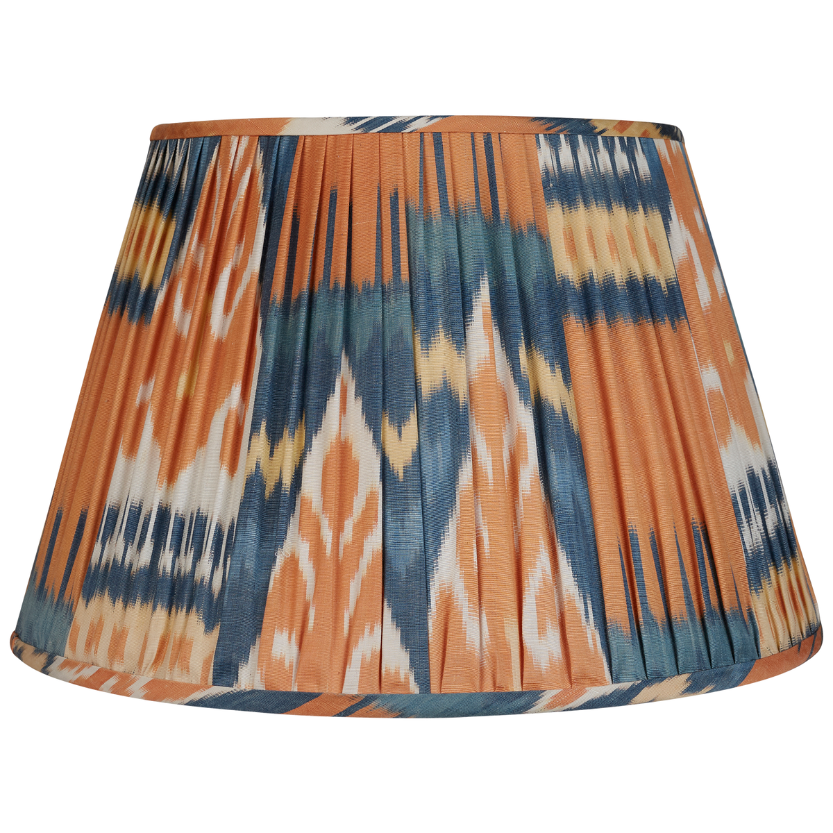 16 Inch Orange, Blue and Yellow Cotton and Silk Ikat Lampshade