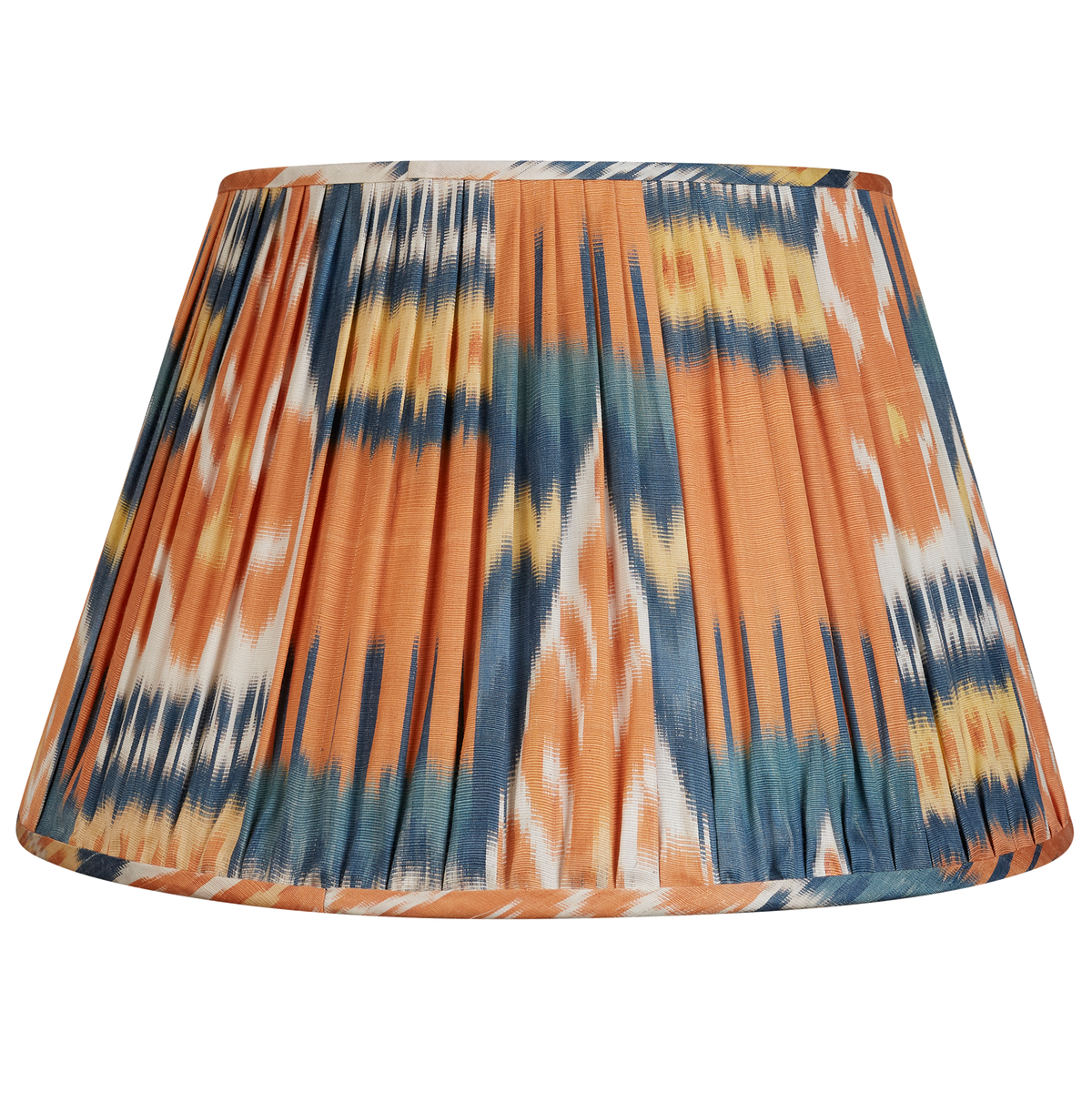 17 Inch Orange, Blue and Yellow Cotton and Silk Ikat Lampshade