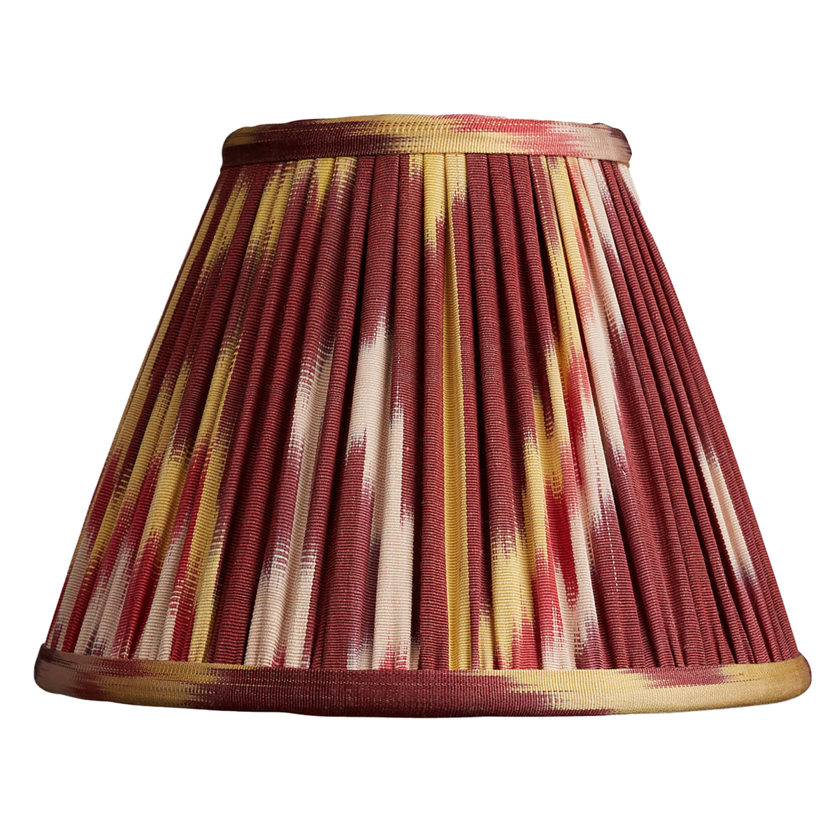 8 inch - 20 cm Aubergine red/yellow cotton and silk French drum ikat lampshade