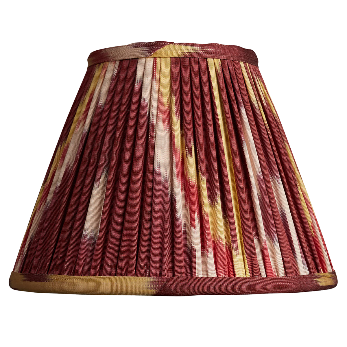8 inch - 20 cm Aubergine red/yellow cotton and silk French drum ikat lampshade