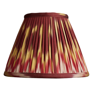 8 inch - 20 cm Aubergine red/yellow cotton and silk French drum ikat lampshade