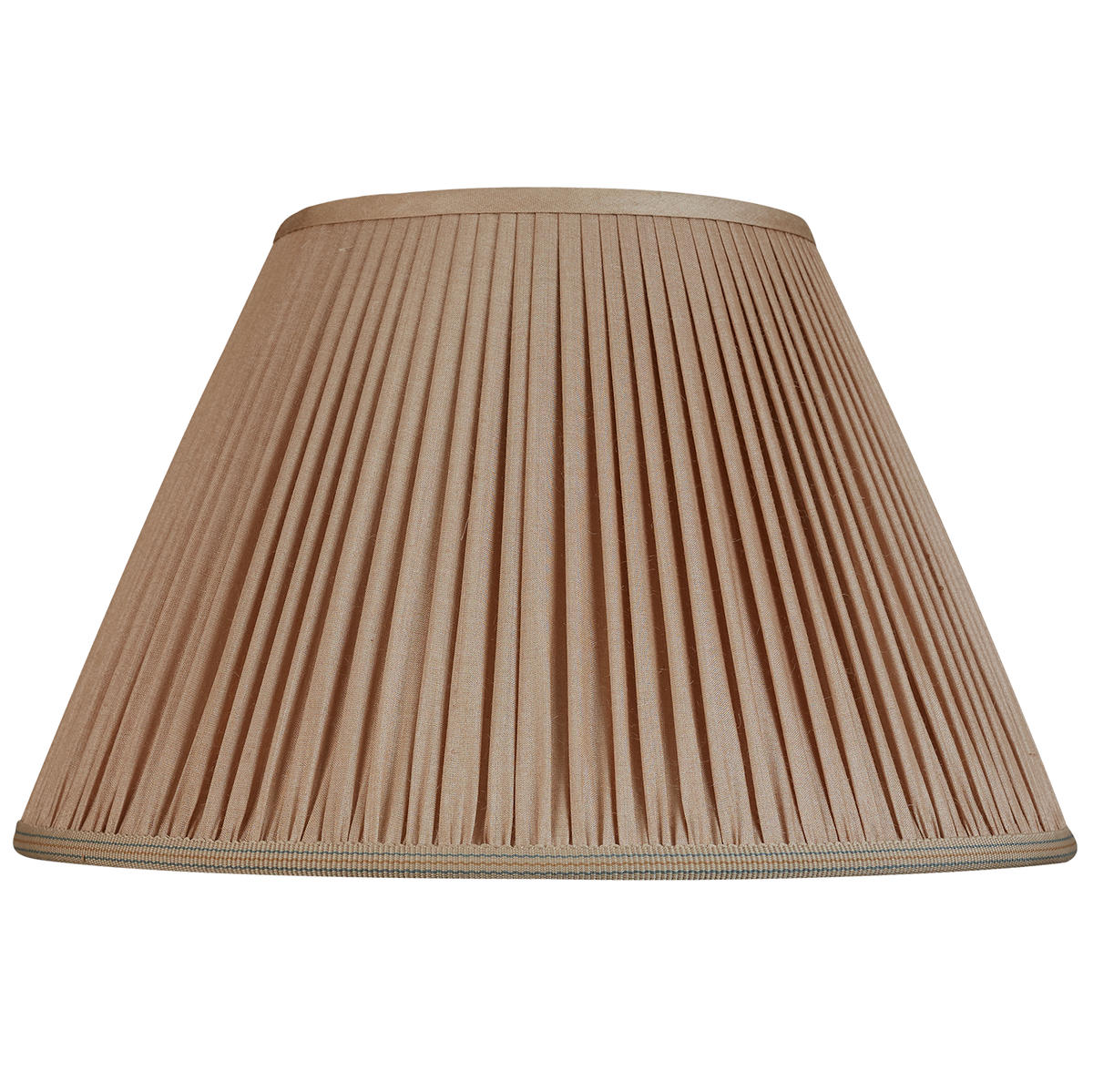 14 inch Mink Tussar silk lampshade with trim to base with spider fitting