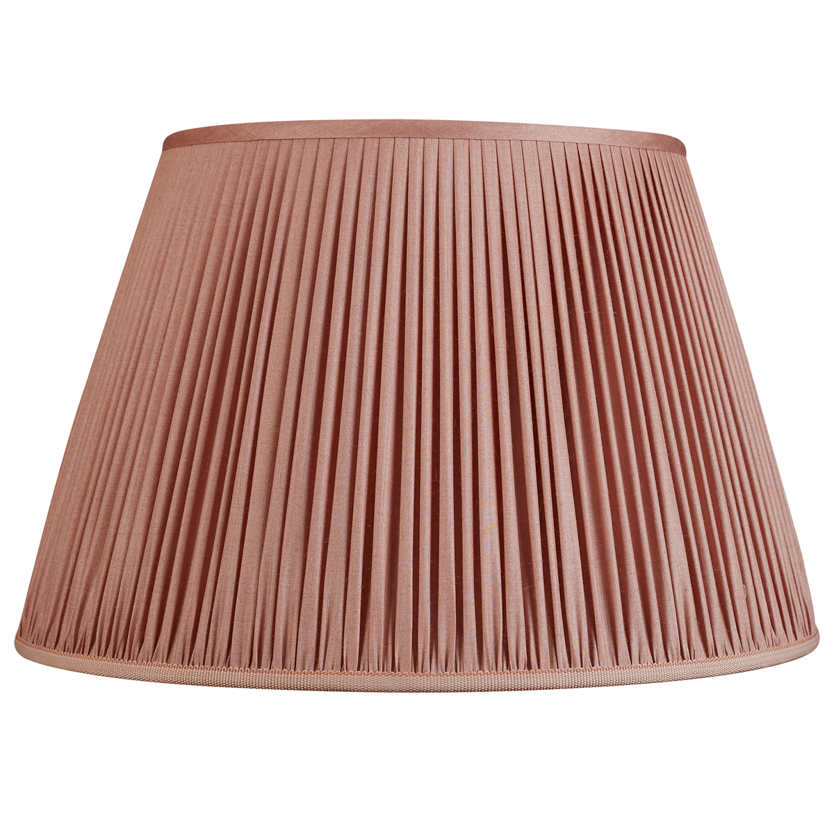 16 Inch Dusky pink Tussar silk lampshade with trim to base with spider fitting
